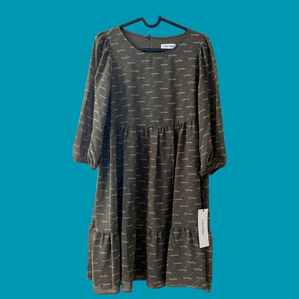 Calvin Klein Grey Khaki Logo Dress